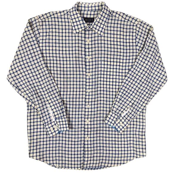 Anthropologie Mine Mens Shirt Sz XL Linen Contrasting Sleeves Minimalist Resort - Picture 8 of 9